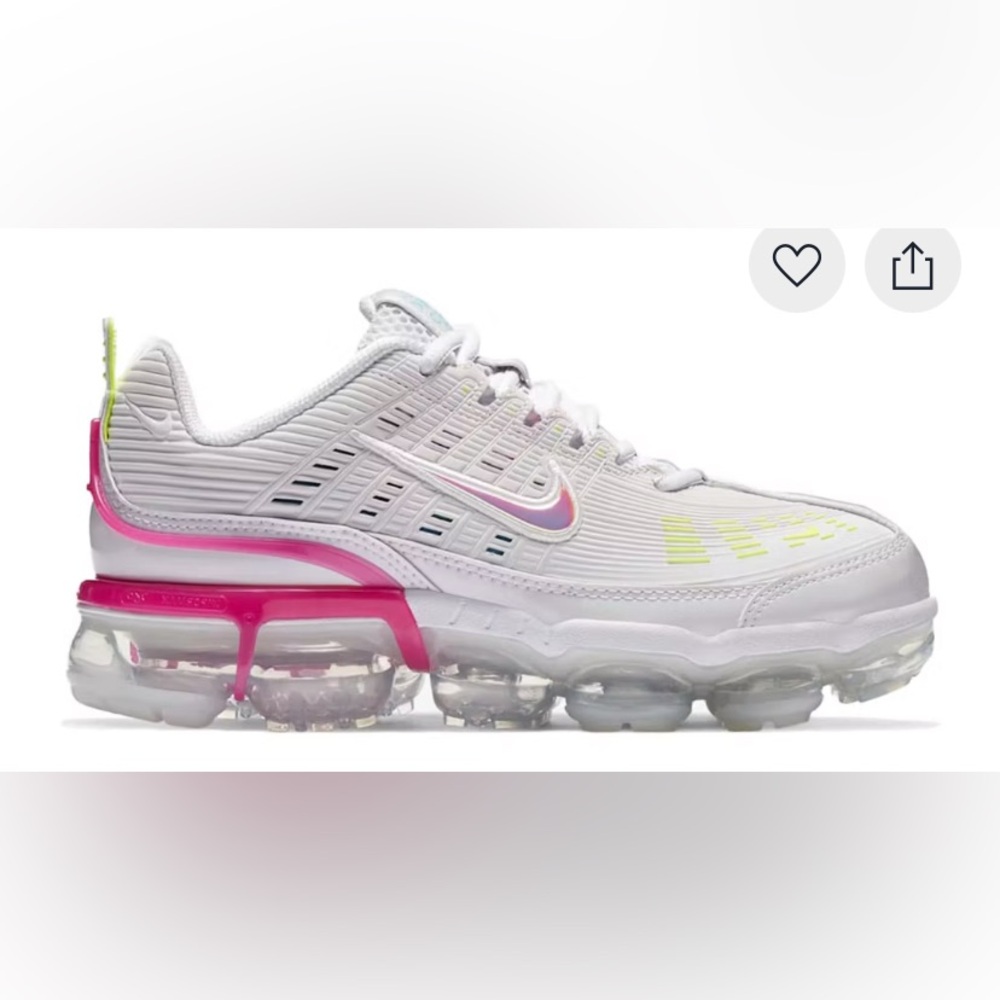 Nike Vapor Max 360 Fuchsia Pink, White and Neon Yellow Sneakers
